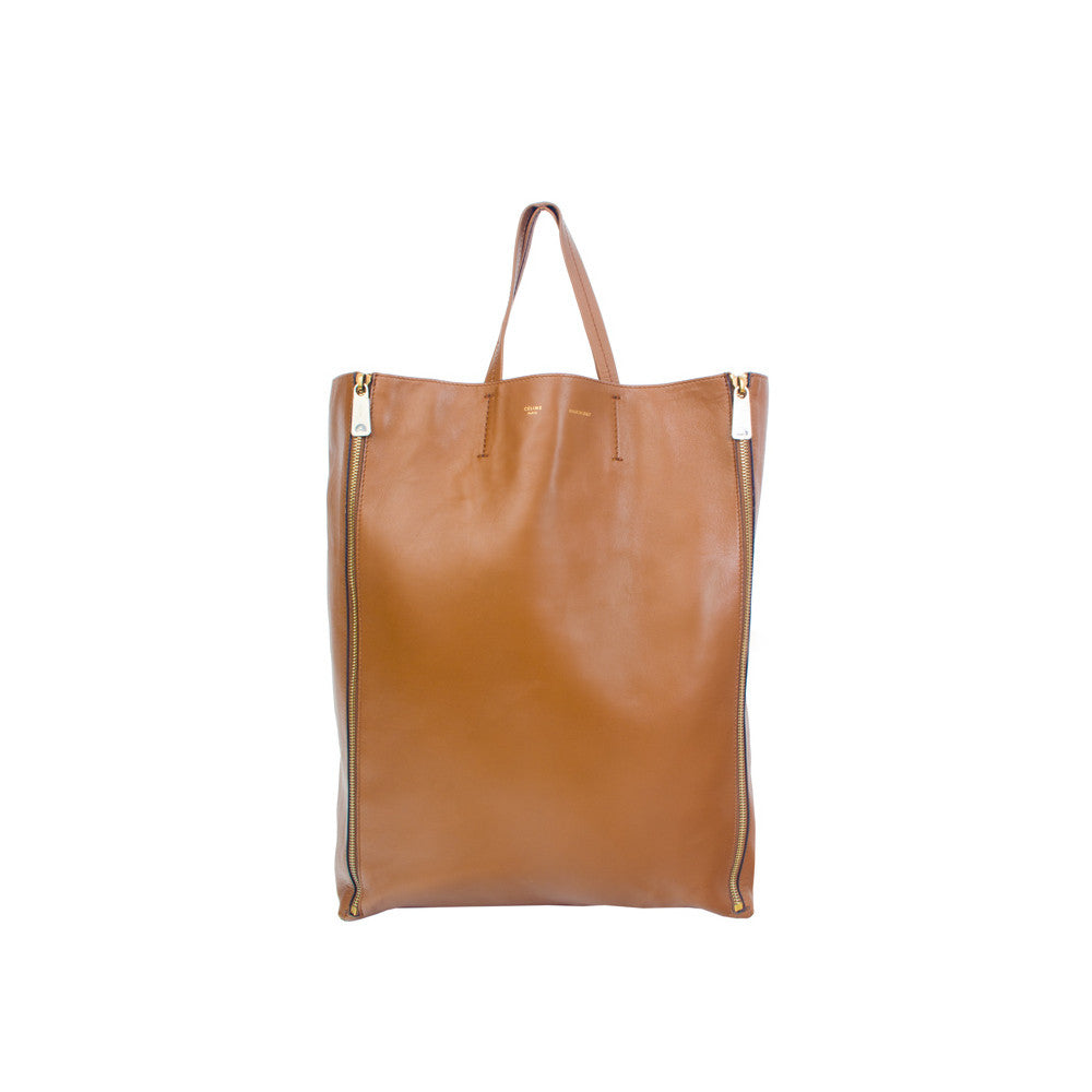 Celine Vertical Gusset Cabas Tote Camel
