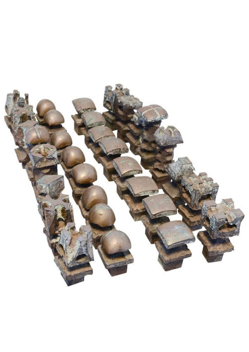 Modernist Brutalist Bronze Chess Set - aptiques by Authentic PreOwned