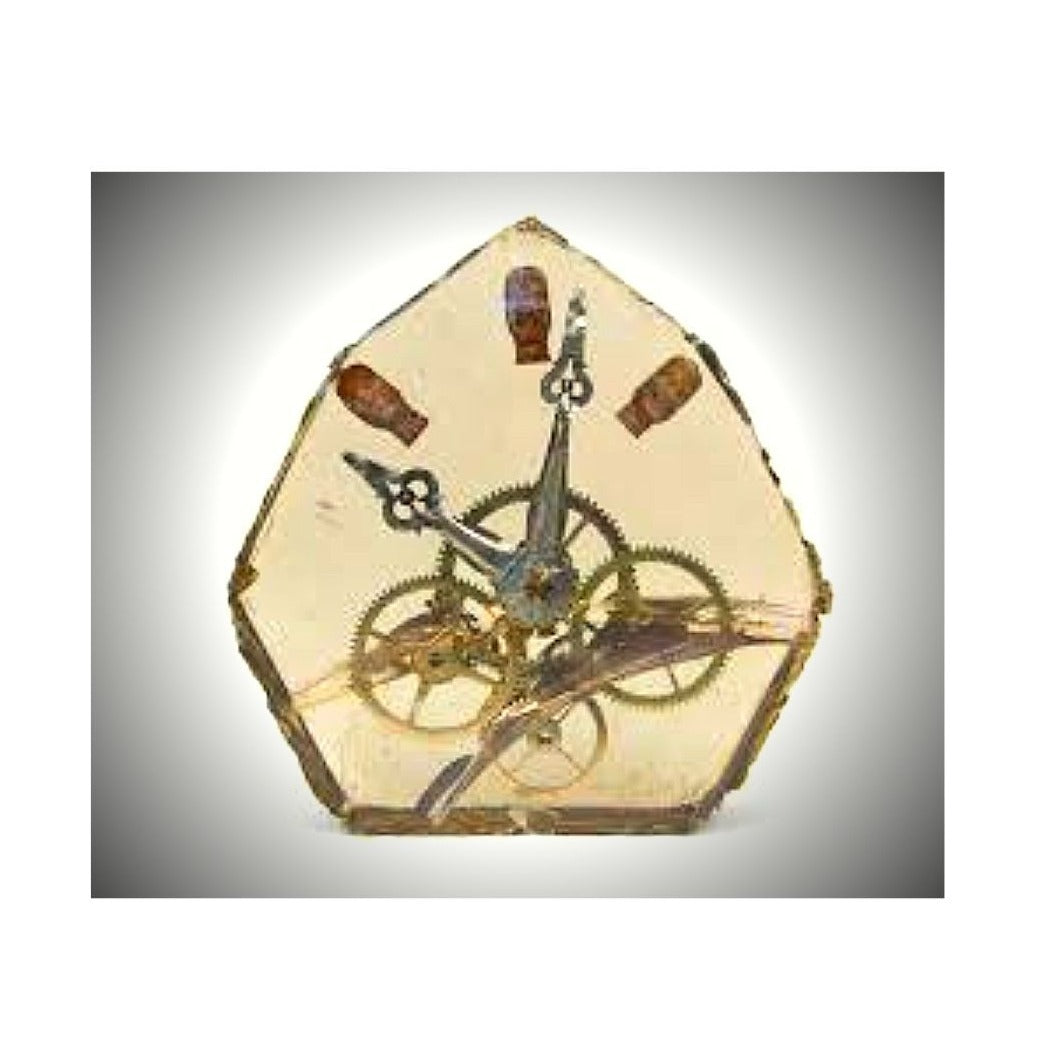 Poured Resin Sculpture W/ Embedded Clock Parts