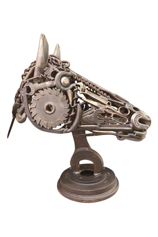 Life-Size Industrial Horse Head Sculpture