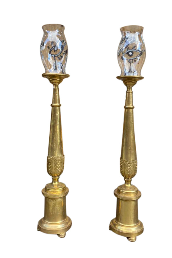 Antique Tall Brass Candlestick Holders