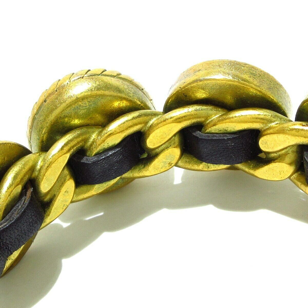 Vintage Chanel cuff bracelet bangle 7 icon charm black round