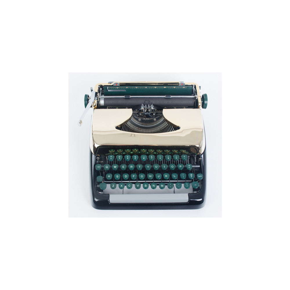 Smith Corona Black and Gold Chrome Plated Typewriter - aptiques by Authentic PreOwned