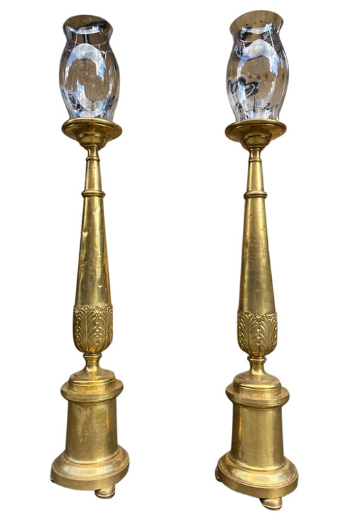 Antique Tall Brass Altar Candlestick Holders - aptiques by Authentic PreOwned
