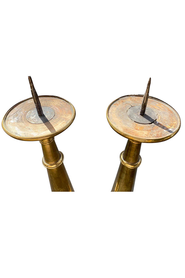 Antique Tall Brass Altar Candlestick Holders - aptiques by Authentic PreOwned