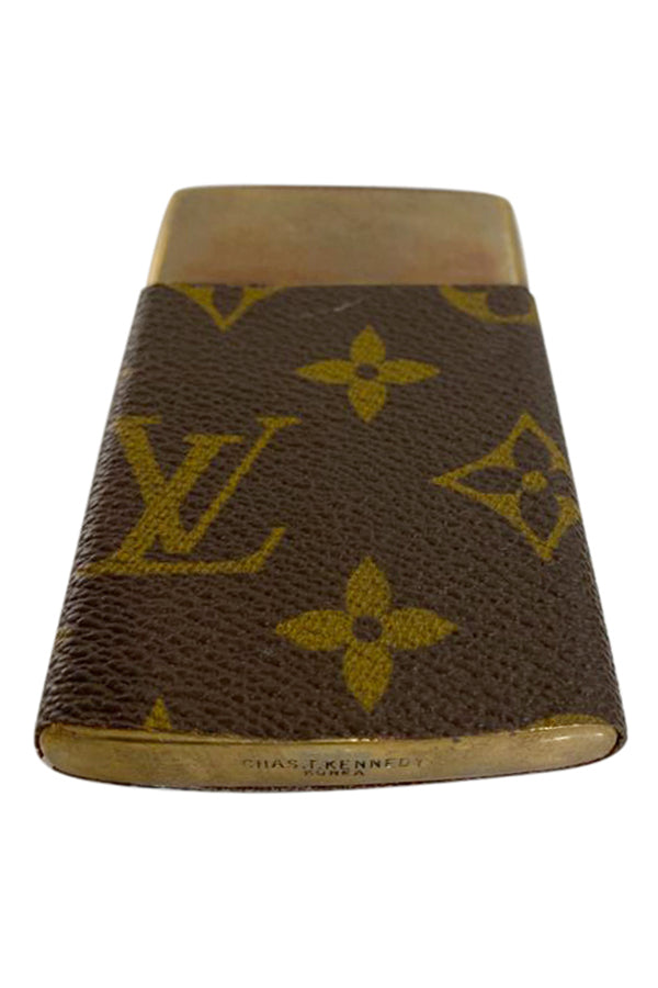 Custom Brass Card Case with Louis Vuitton cover - aptiques by Authentic PreOwned