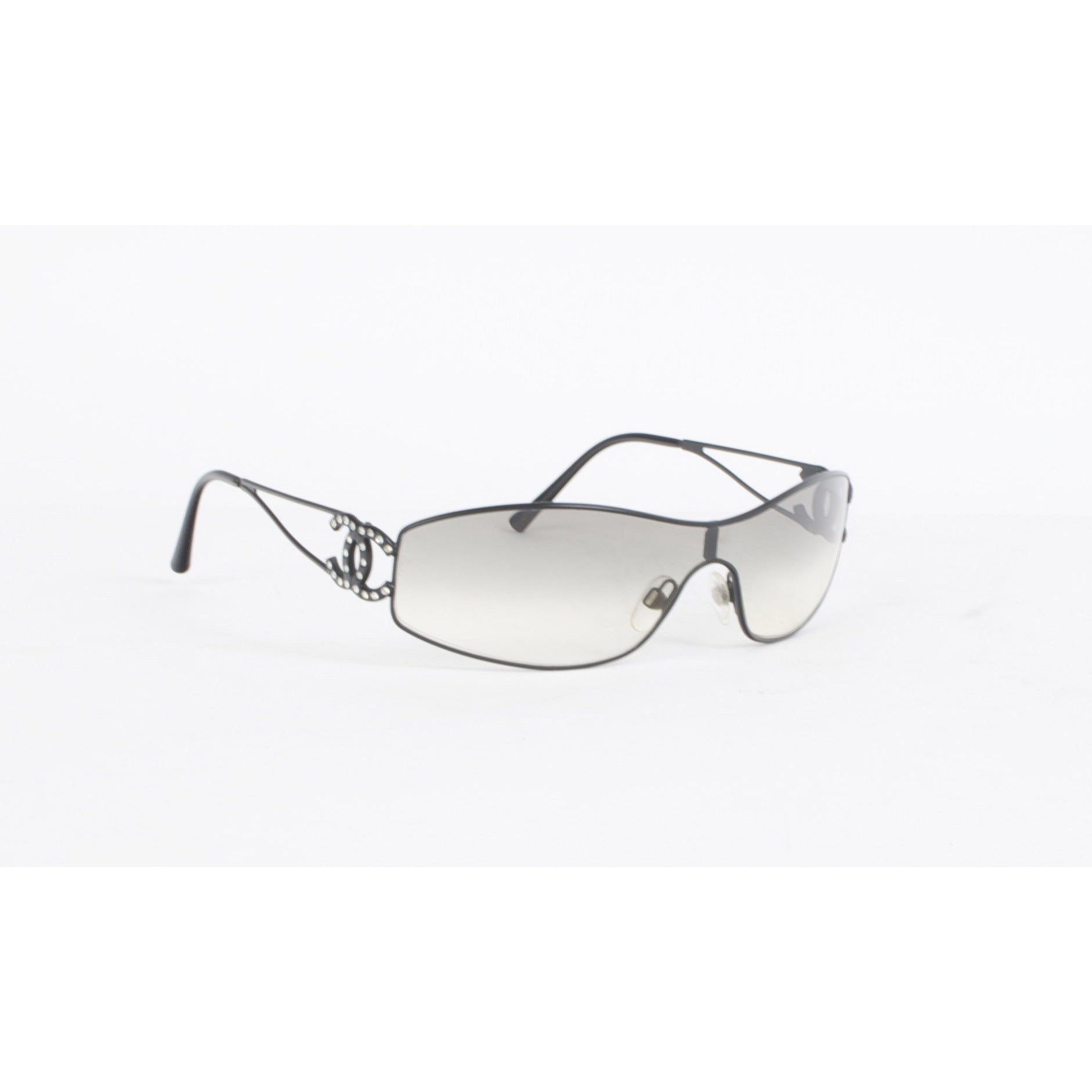 Authentic Chanel Black Sunglasses In Mother Of Pearl Monogram for